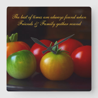 Red & Green Tomatoes Family & Friends Quote Clock