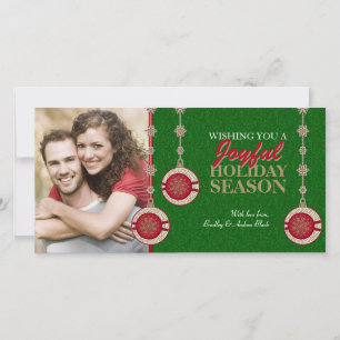 Red Green Tree Ornaments Xmas Photo Cards