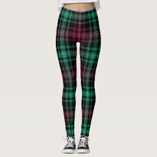 Red Green Trendy Plaid Women's Leggings