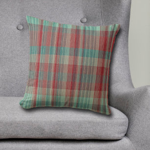 Red Green Tweed Plaid Cushion