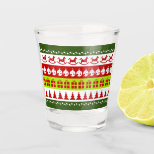Red Green Ugly Christmas Sweater Festive Clipart Shot Glass