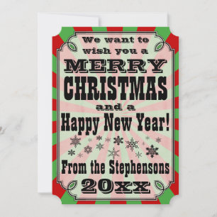 Red Green Vintage Country Christmas Greeting Card