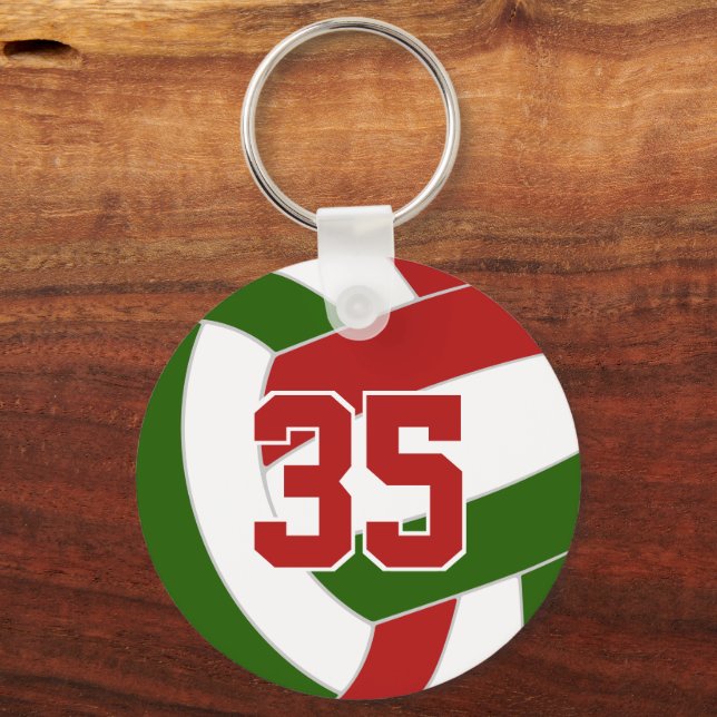 red green volleyball party favour bulk orders key ring (Front)