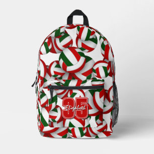 red green volleyball team colours w player name  printed backpack