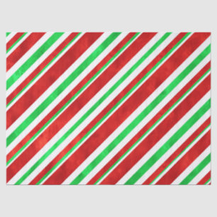 Red Green Watercolor Candy Cane Stripes 2 Tissue Paper