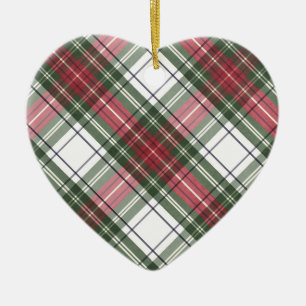 Red & Green Watercolor Christmas Plaid Ornament