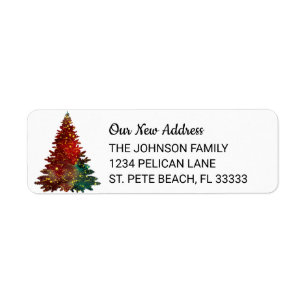 Red Green Watercolor Christmas Tree New Address