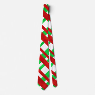 Red Green Watercolor Diagonal Plaid  Tie