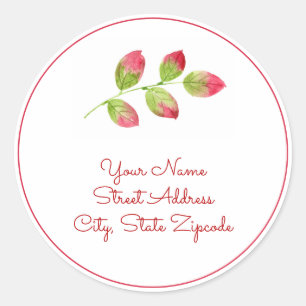 'Red Green Watercolor Leaves' Labels