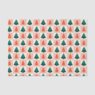 Red Green watercolor Merry Christmas tree pattern Tissue Paper