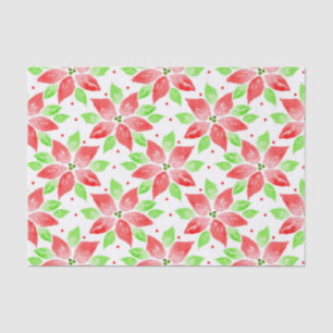Red Green Watercolor Poinsettia Pattern Tissue Paper