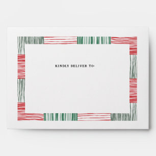 Red Green Watercolor Stripes Pattern One Photo Envelope