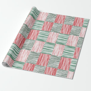Red Green Watercolor Stripes Pattern One Photo Wrapping Paper