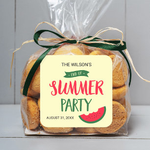 Red Green Watermelon End of Summer Party Square Sticker
