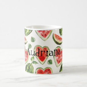 Red Green Watermelon Hearts  Coffee Mug
