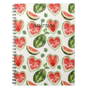 Red Green Watermelon Hearts  Notebook