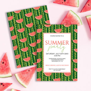 Red Green Watermelon Slices summer party Invitation