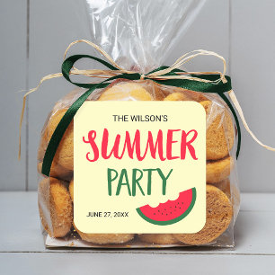 Red Green Watermelon Summer Party Square Sticker