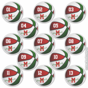 red green white basketball custom 13 players names