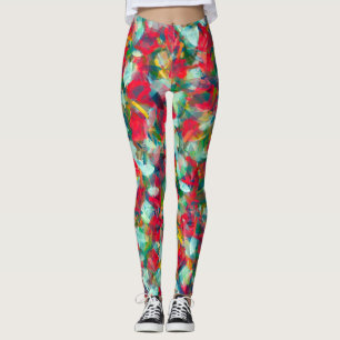 Red Green White Blue Yellow Abstraction Leggings