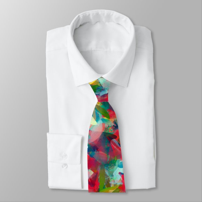 Red Green White Blue Yellow Abstraction Tie (Tied)