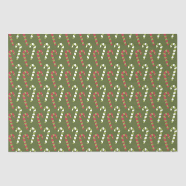 Red Green White Candy Canes with Green Backing  Tissue Paper (Front)