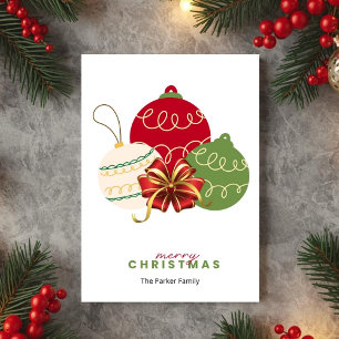 Red Green White Christmas Balls Card