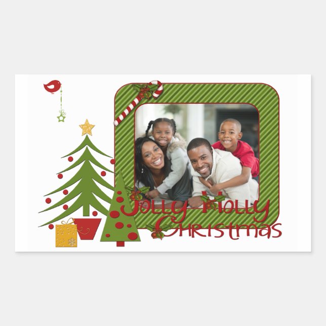 Red, Green, White Christmas Photo Sticker (Front)