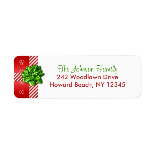 Red Green White Christmas Return Address Labels (Front)