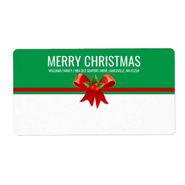 Red Green & White Christmas Shipping Label (Front)