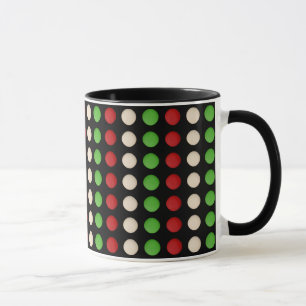 Red Green White Dot Pattern Mug