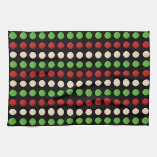 Red Green White Dots Tea Towel