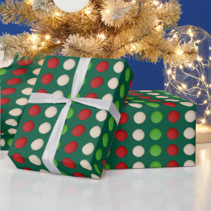 Red Green White Dots Wrapping Paper
