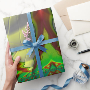 ~ Red Green White Fractal ~ Christmas Wrapping Paper