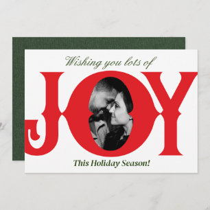 Red & Green White Holiday JOY Photo Christmas Card