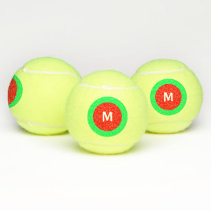 Red Green White Initial (M) Monogram 4Mark Tennis Balls