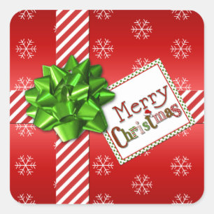 Red, Green, White Merry Christmas Sticker