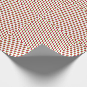 Red Green White Mirror Pattern Retro Christmas Wrapping Paper