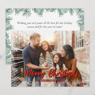 Red Green White Modern Elegant Photo Christmas Holiday Card
