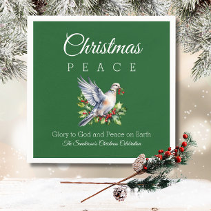 Red Green White Peace Dove Christian Christmas Napkin