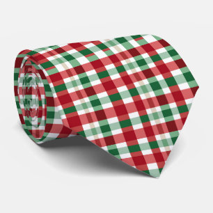 Red Green White Plaid Cheerful Rustic Homestyle Tie
