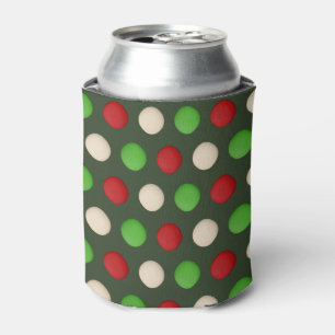 Red Green White Polka Dot Can Cooler