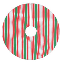 Red Green & White Stripe Christmas Tree Skirt