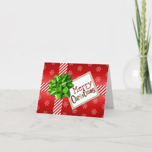 Red, Green, White Striped Christmas Photo Card