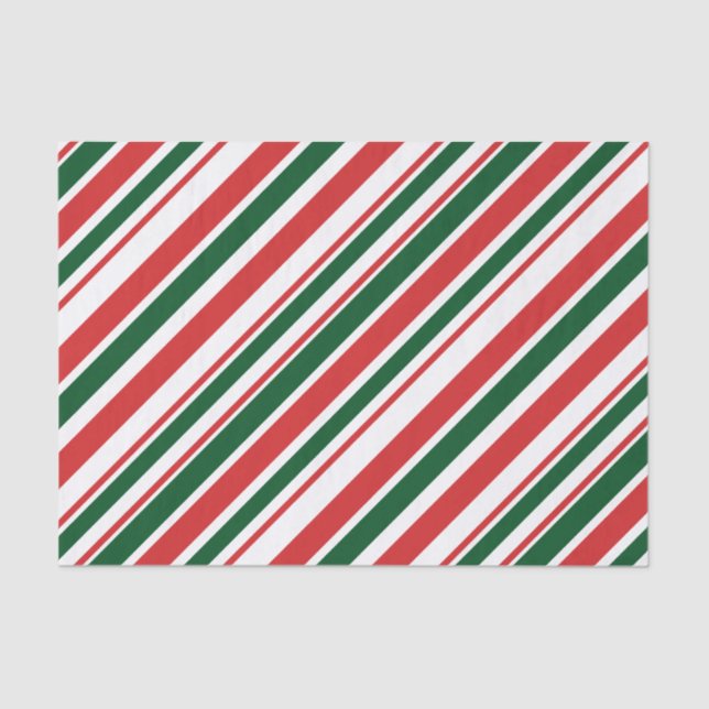Red Green White Striped Tissue Paper (Front)