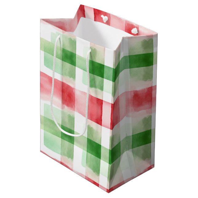 Red Green White Stripes Birthday Medium Gift Bag (Front Angled)