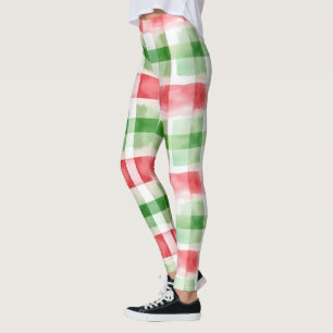 Red Green White Stripes Leggings