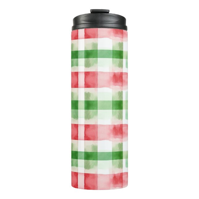 Red Green White Stripes Thermal Tumbler (Front)