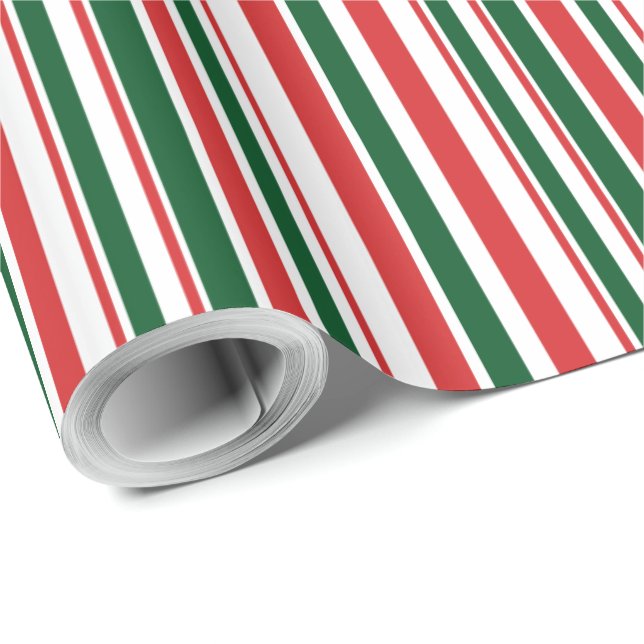 Red Green White Stripes Wrapping Paper (Roll Corner)