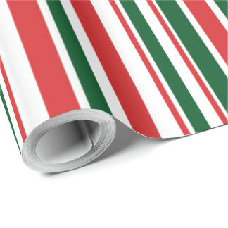 Red Green White Stripes Wrapping Paper